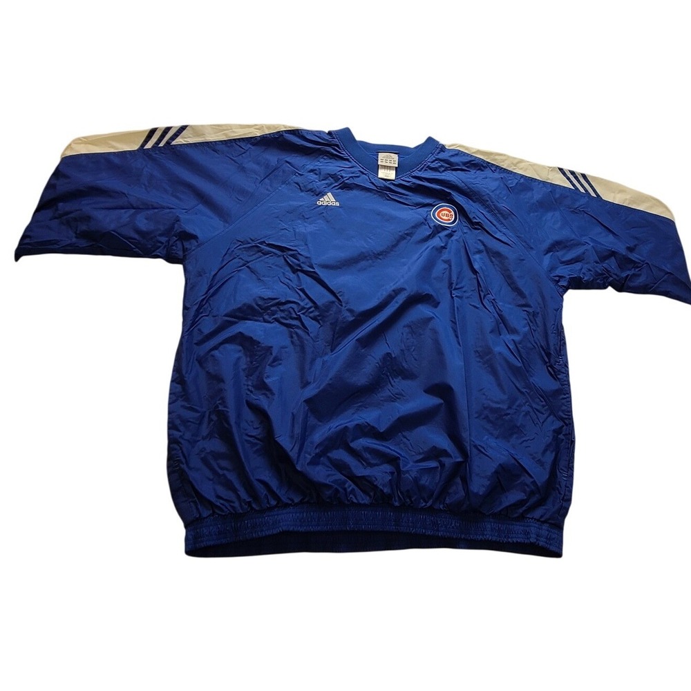Adidas Chicago Cubs MLB Windbreaker Pullover Blue Yellow Men's XXL V-Neck Jacket